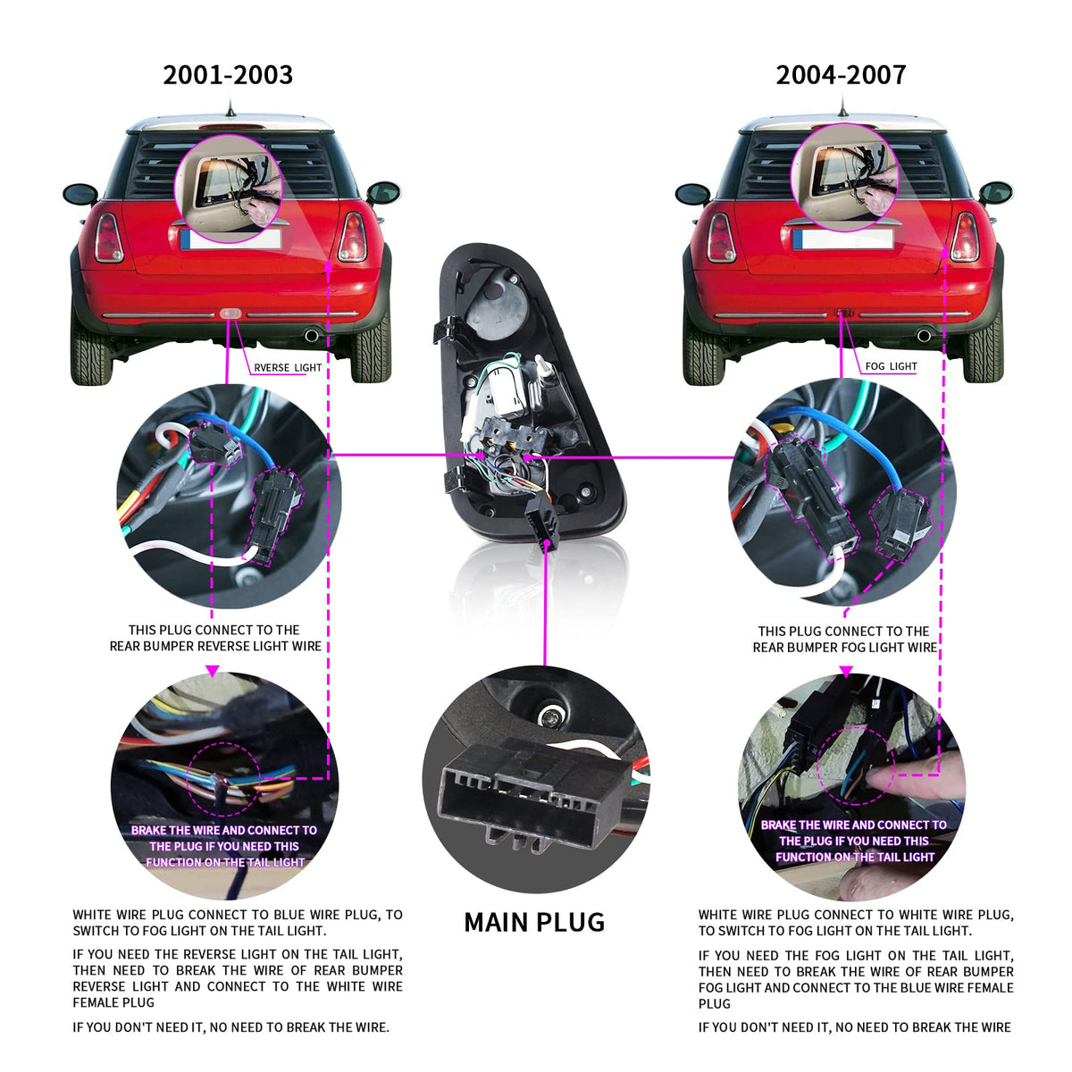 Mini Cooper R50 R52 R53 LED Tail Lights – Sequential Turn, Startup Animation (2001–2007)
