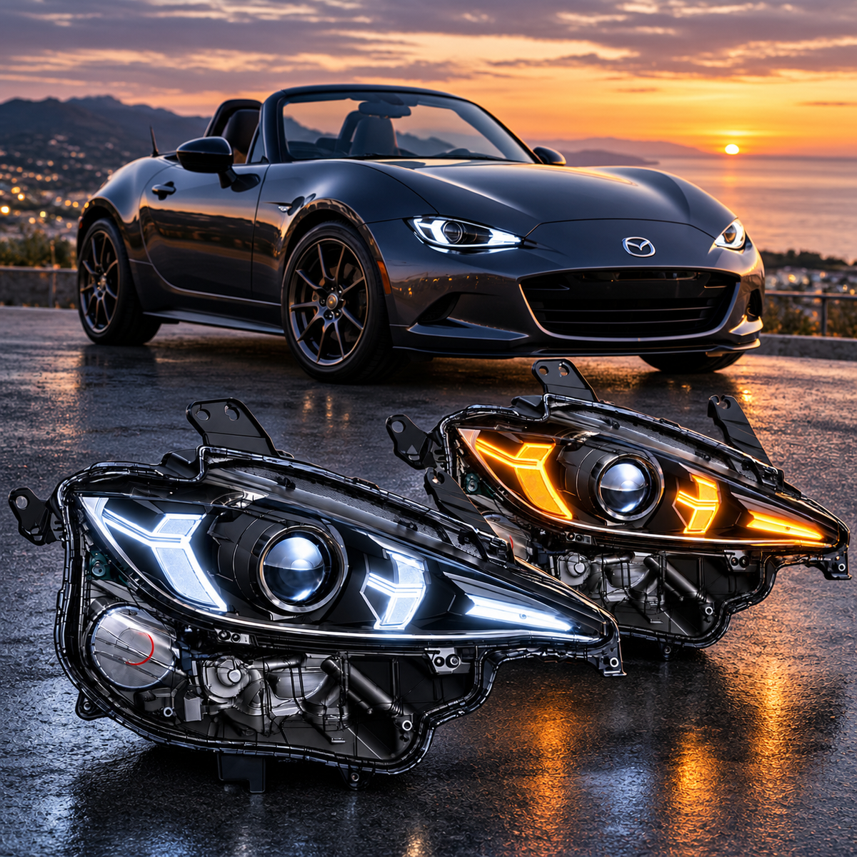 Mazda MX-5 ND LED-Projektorscheinwerfer – Weiß / Gelb Tagfahrlicht (Anzahlung für Vorbestellung)