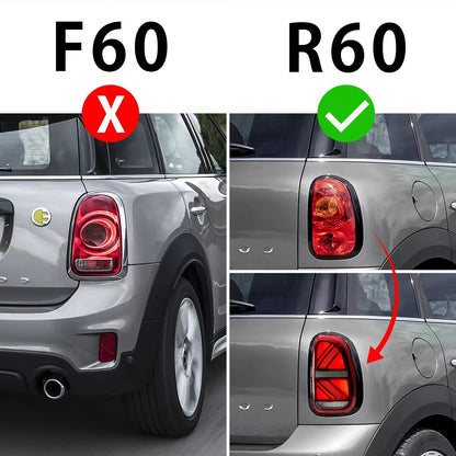 Mini Cooper Countryman R60 LED Tail Lights – Union Jack, Sequential Turn, Red Lens (2011–2016)