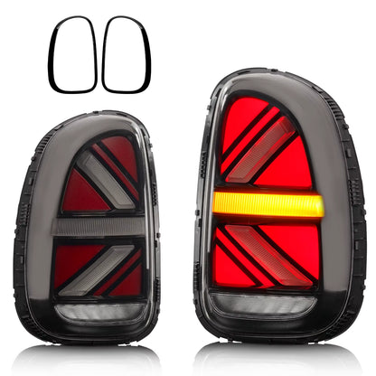 Mini Cooper Countryman R60 LED Tail Lights – Union Jack, Sequential Turn, Red Lens (2011–2016)