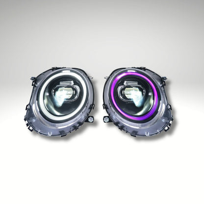 Mini Cooper R56 R57 R58 R59 LED Headlights – RGB Startup Animation (2007–2013)