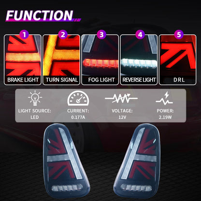 Mini Cooper R50 R52 R53 LED Tail Lights – Sequential Turn, Startup Animation (2001–2007)