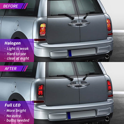 Mini Clubman R55 LED Tail Lights – Union Jack, Sequential Turn (2007–2014)