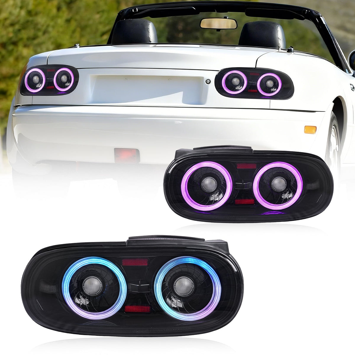 Full LED RGB Tail Lights for Mazda Miata NA (Light Smoke)