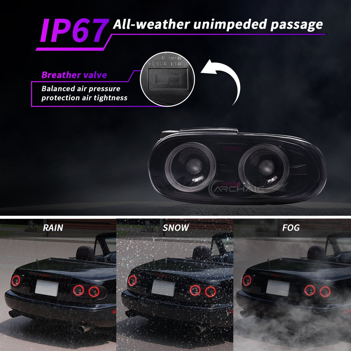 Mazda Miata NA Full LED Tail Lights (Light Smoke) | E-Mark Certified