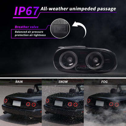 Mazda Miata NA Full LED Tail Lights (Light Smoke) | E-Mark Certified