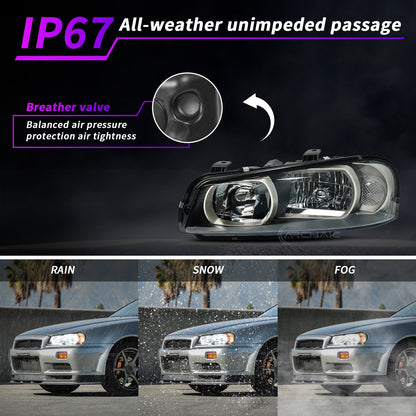 LED Headlights for Nissan Skyline R34 GTR BNR34 / GTT ER34 (1998–2002)