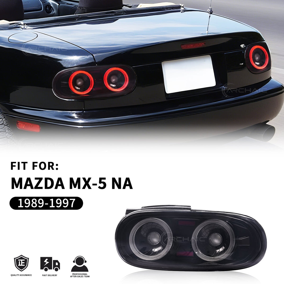 Mazda Miata NA Full LED Tail Lights (Light Smoke) | E-Mark Certified