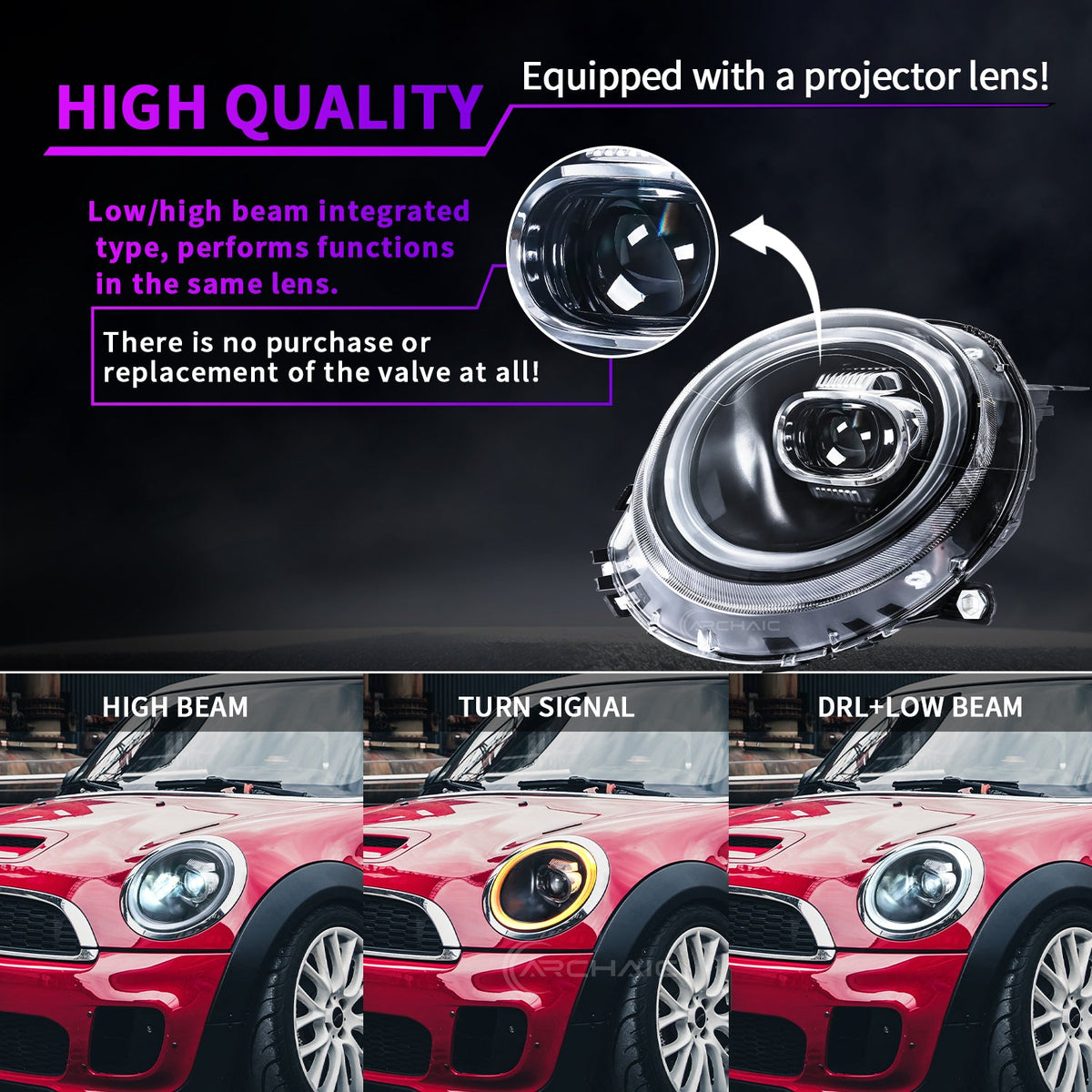 Mini Cooper R56 R57 R58 R59 LED Headlights 2007–2013 | RGB Start-Up Animation