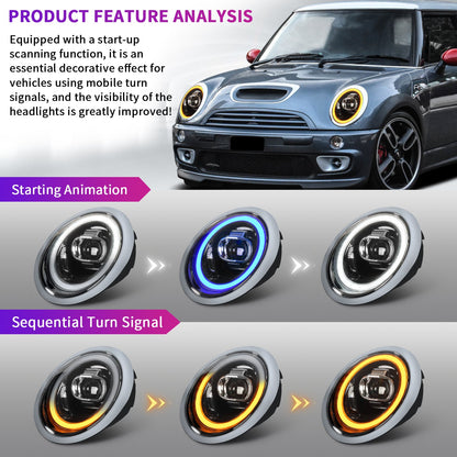 Mini Cooper R50 / R52 / R53 LED Projector Headlights (2001–2007)