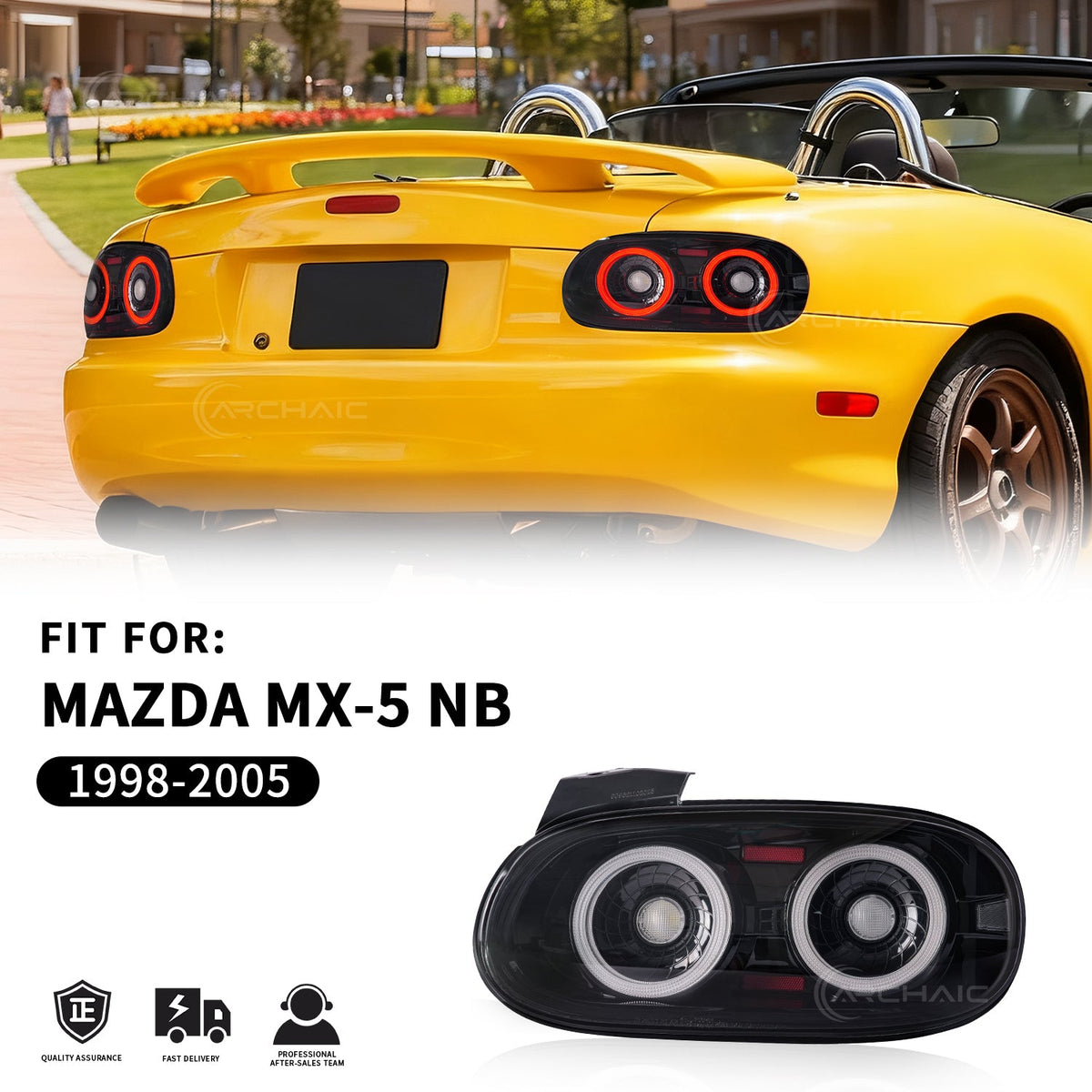 E-Mark Certified LED Tail Lights for Mazda MX-5 Miata NB (1998–2005)