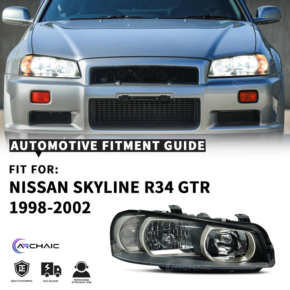LED Headlights for Nissan Skyline R34 GTR BNR34 / GTT ER34 (1998–2002)