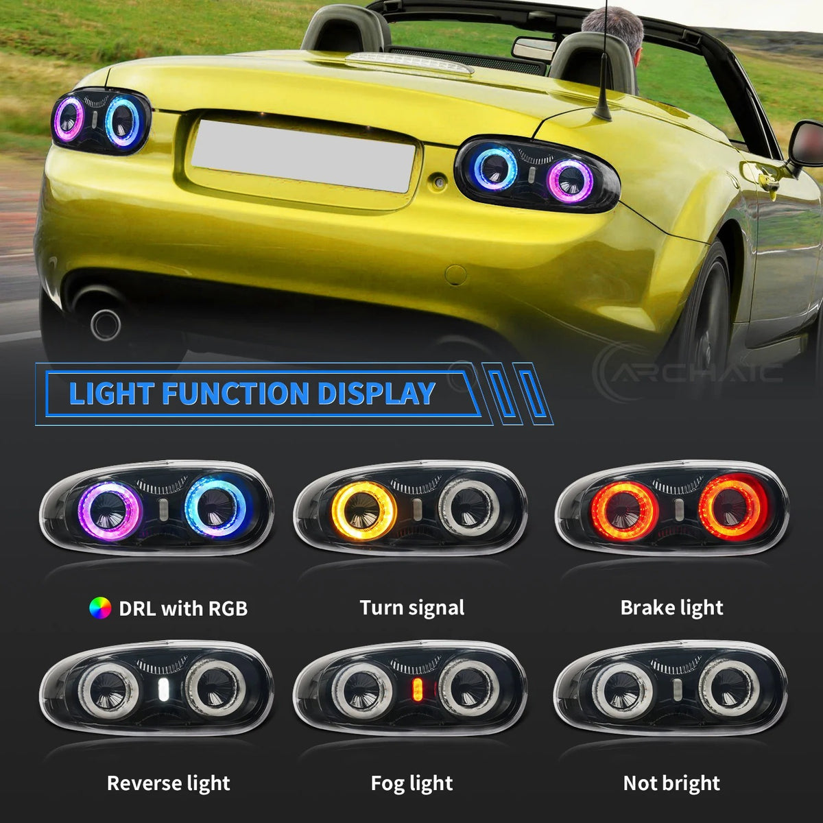 Mazda Miata NC RGB LED Tail Lights (2005–2015) – E-Mark Certified, Full LED Assembly