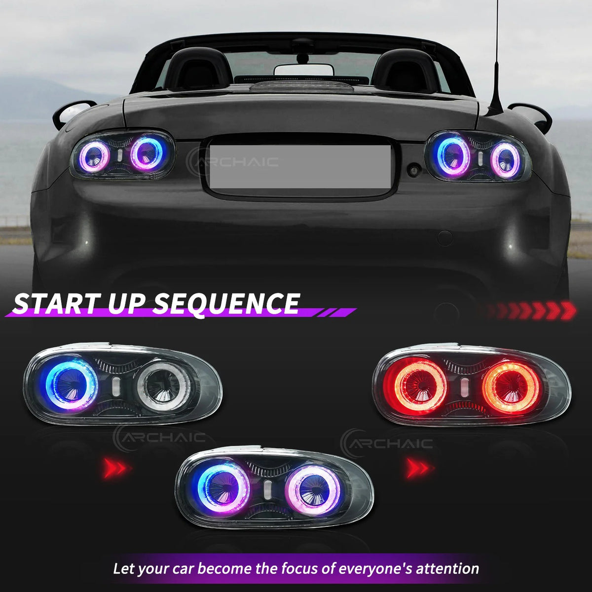 Mazda Miata NC RGB LED Tail Lights (2005–2015) – E-Mark Certified, Full LED Assembly