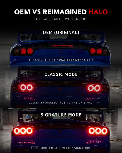 Mazda RX-7 FD3S Rotor Pulse Signature LED Tail Lights – Clear / Smoke (1992–1996)